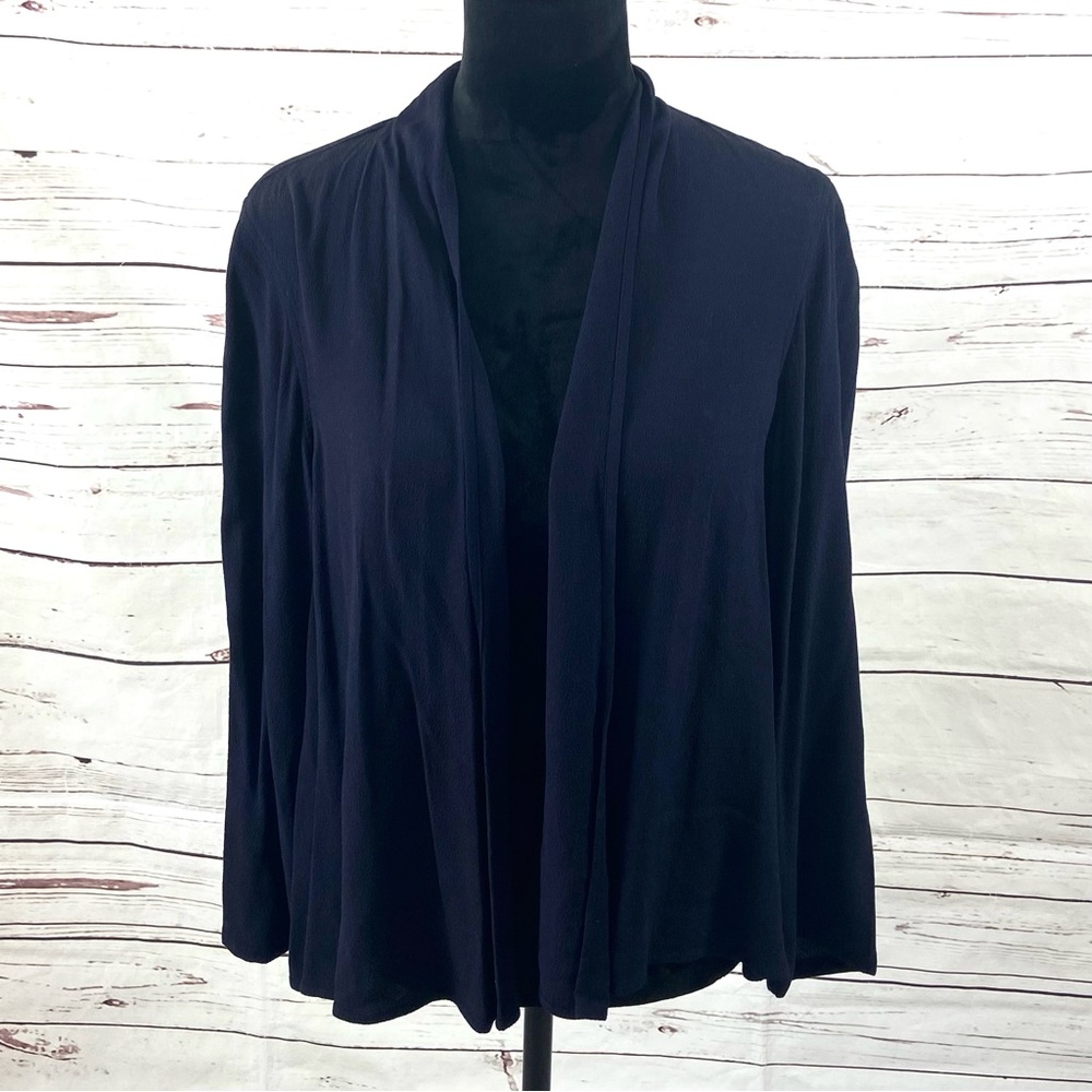 Eileen Fisher Top Women’s Medium Blue Open Cardigan Long Sleeves Minimalist .